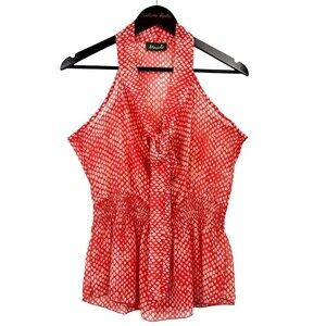 Maude Women Size M Sheer Polka Dot Peplum Blouse Top Boho Fairy Hippie Goth Airy